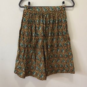 J. Crew - Green and Yellow Elephant print Skirt with back zip - size 0P